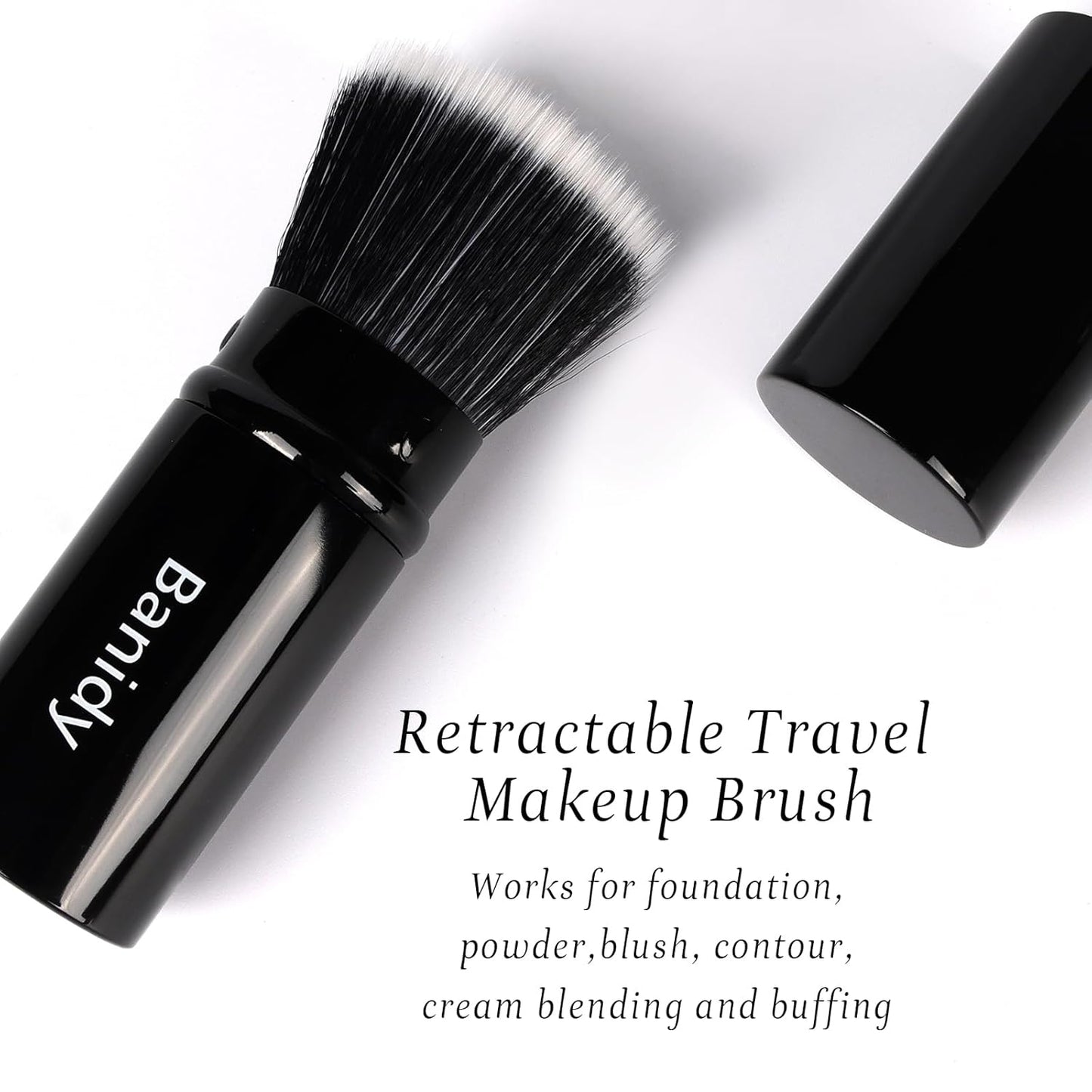 Foundation Makeup Brush Flat Top Kabuki Face Blush Liquid Powder Foundation Brush Retractable Travel Brush for Blending Liquid, Cream or Flawless Powder Cosmetics-Velvo Beauty