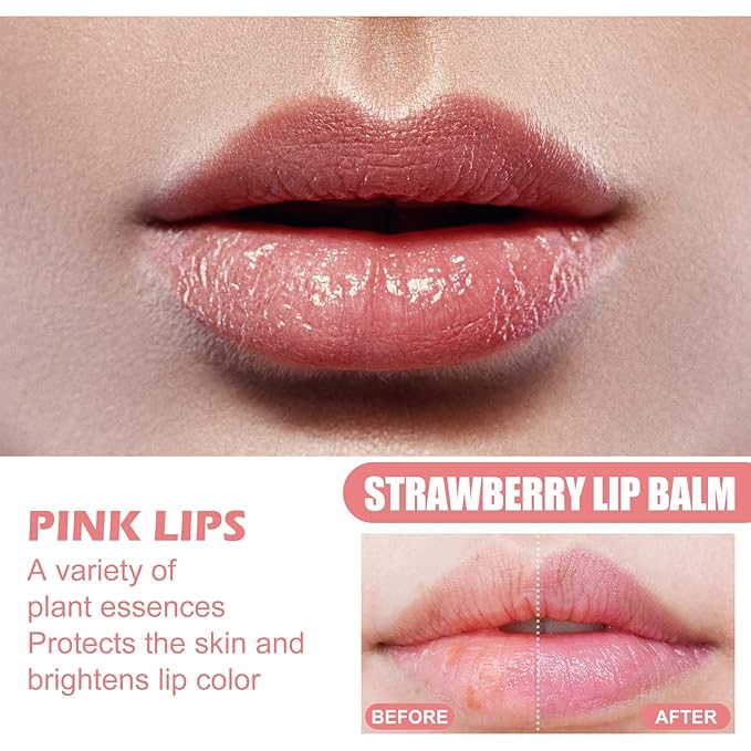 Honey Lip Balm Pot, Propolis Lip Mask, Strawberry Hydrating Propolis Lip Sleeping Mask, Prevent Dry&Cracked, Lip Repair Nourishes the Lip Skin (4pcs Strawberry)-Velvo Beauty