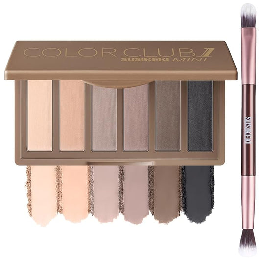 6 Colors Mini Naked Eyeshadow Makeup Palette with Brush Neutral Nude Smoky Eye Shadow Taupe & Brown Matte Make Up Pallet with Mirror Highly Pigmented Long Lasting Waterproof Travel Size Gift Kit-Velvo Beauty