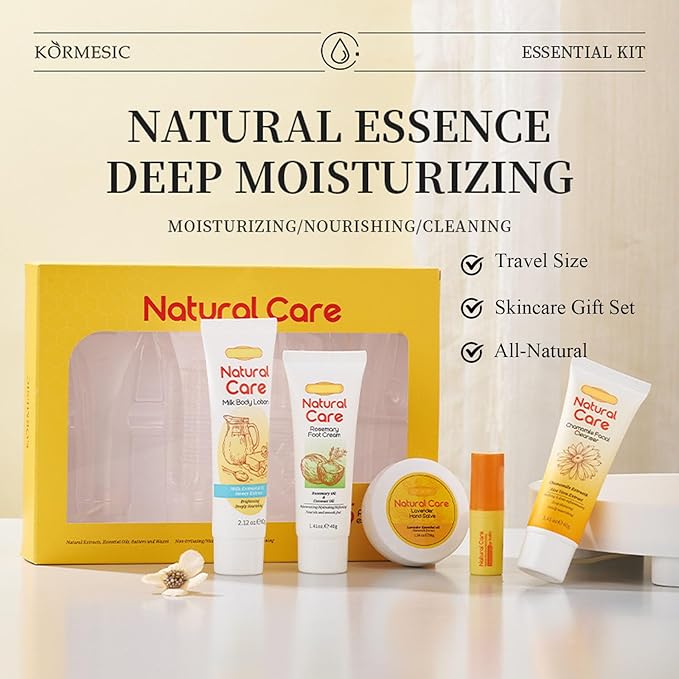 facial skin care set - facial gift sets for women - mini skincare products - body lotion, foot cream, cleanser, lip balm, hand salve-Velvo Beauty
