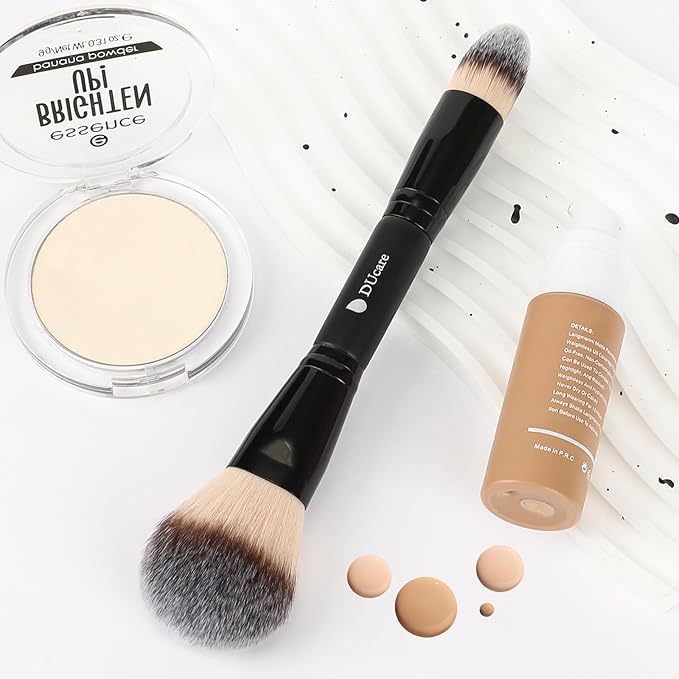 DUcare Powder Brush Foundation Brushes Double Ended Blush Setting Brush for Rounded Taperd Liquid, Cream, Powder,Blending, Buffing-Velvo Beauty