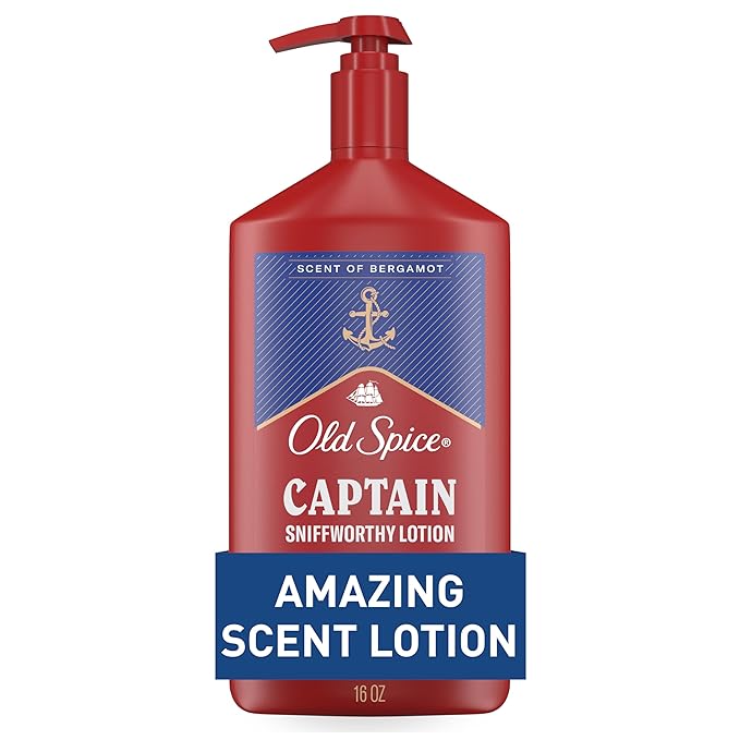 Old Spice Hand, Face & Body Lotion for Men, 24/7 Lightweight Moisturization with Amazing Scent, Instant Absorption, For All Skin Types, Captain with Bergamot Scent, 16 oz-Velvo Beauty