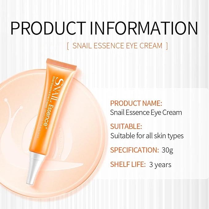 Snail Eye Cream for Dark Circles and Puffy Eyes Eye Bags Remover, Eye Cream Anti Aging, Under Eye Cream, Reduce Lines Wrinkles Puffiness and Dark Circles for All Skin Types-Velvo Beauty