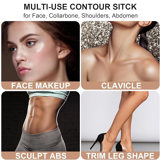 2Pcs Cream Contour Stick Makeup Kit, Cream Highlighter Stick and Bronzer Contour Stick with Longwear Waterproof Formula for Brightening and Trimming the Cheeks, Makeup Brush Include (#01, 06)-Velvo Beauty
