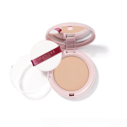 Wander Beauty Wanderlust Powder Foundation -Light Medium-Blurs and Evens Skin Tone-Perfects and Hydrates With Hyaluronic Acid, Aloe,Honeysuckle, & Vitamin E -Lightweight, Buildable Coverage - 0.31 oz-Velvo Beauty