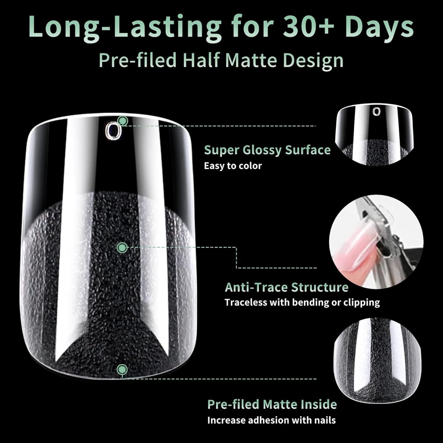 Short Square Nail Tips, 216pcs Acrylic Soft Fake Nails Gel Nail Tips, Full Cover Pre-Shaped Matte Clear Press on Nails for Extension, Diy at Home Manicure 12 Sizes-Velvo Beauty