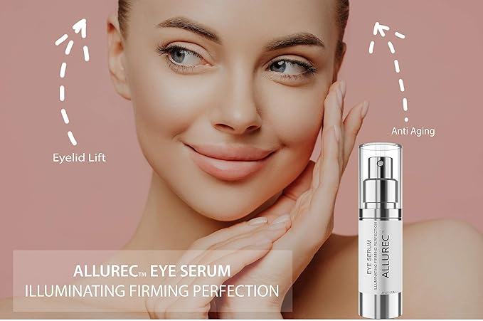 ALLUREC™ Eye Cream Serum: Illuminating Firming Perfection. Best Eye Serum Peptides Cream for Firming Lifting Eyelids Anti- Aging Winkles Bags Dark Circle Puffiness Total Effects.-Velvo Beauty
