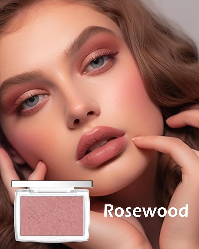 Powder Blush Palette, Matte Powder Makeup Blush for Cheeks, Natural Glow Face Blush Contour Palette, Lightweight, Smooth, Highly Pigmented Buildable Color, Long-lasting All-Day Face Enhancing-Rosewood-Velvo Beauty