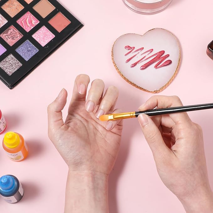 Resin Nail Art Palette, Makeup Palettes Nail Mixing Palette Polish Color Mixing Plate Golden Edge Heart Shaped Nail Art Display Holder Display Board Heart Shape Cosmetic Mixing Tools-Velvo Beauty