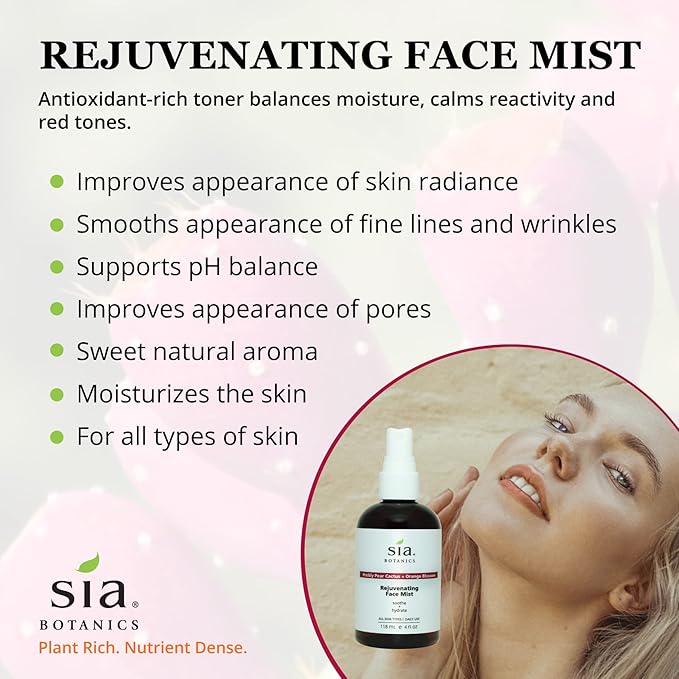 Rejuvenating Face Toner Mist (118ml/4oz Bottle) | Facial Treatment w/Prickly Pear, Aloe Vera, Orange Blossom | Natural, Clean, Botanical Skincare for Women-Velvo Beauty