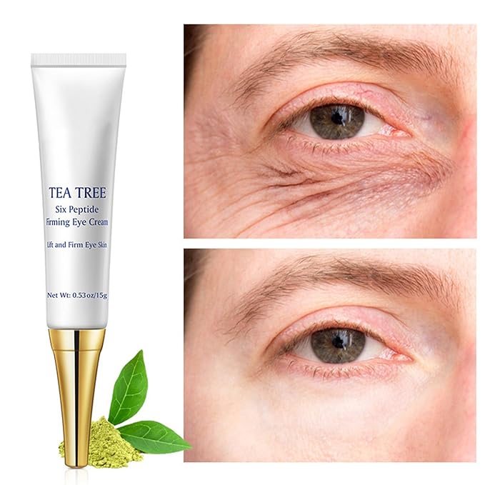 Eye Cream for Dark Circles Under Eye Cream for Puffiness and Bags Tea Tree Six Peptide Fiming Anti-Aging Eye Cream for Wrinkles Improve Fine Line Eye Repair Care,15g/0.53oz-Velvo Beauty