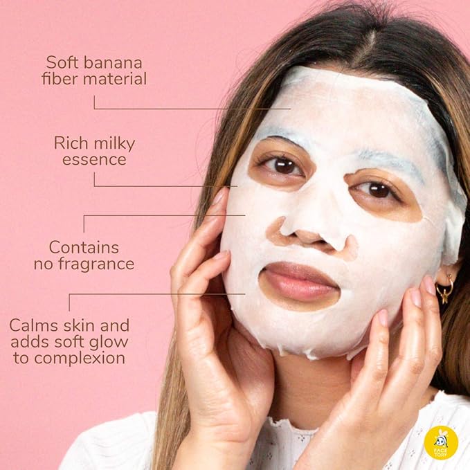 FACETORY K Beauty Face Mask Skin Care - OATS MY BANANAS CALMING Sheet Mask with Oat Extract | Milky Essence Soothes & Moisturizes (10 Pack)-Velvo Beauty