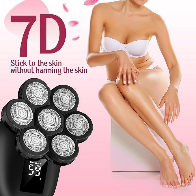 Electric Razors for Women,7D Gifts for Women,Cordless Electric Shaver with Detachable Head Wet/Dry Facial Hair Remover for Legs Painless Water Resistant (Black)-Velvo Beauty