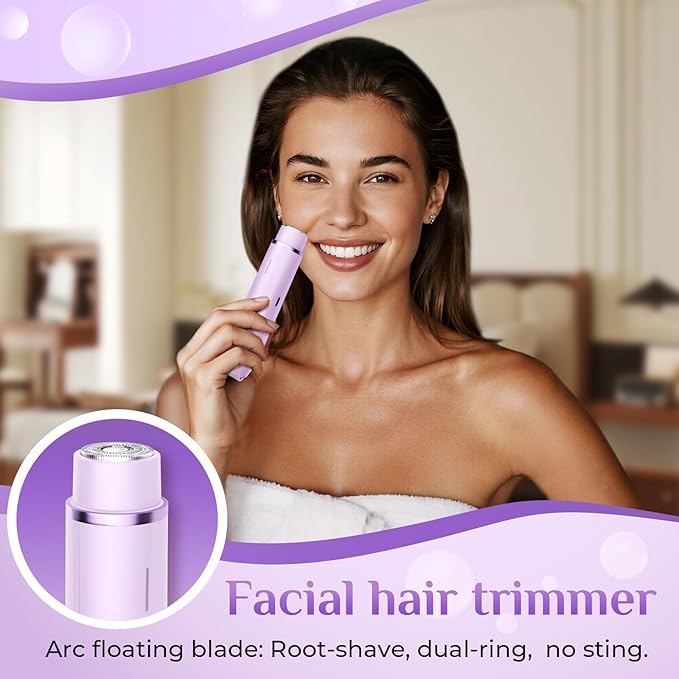 2025 New 2-in-1 Electric Bikini Trimmer for Women - Dual Head Electric Razor,Waterproof Painless Bikini Shaver, Pubic Hair Trimmer for Private Area & Body Hair, Purple-Velvo Beauty