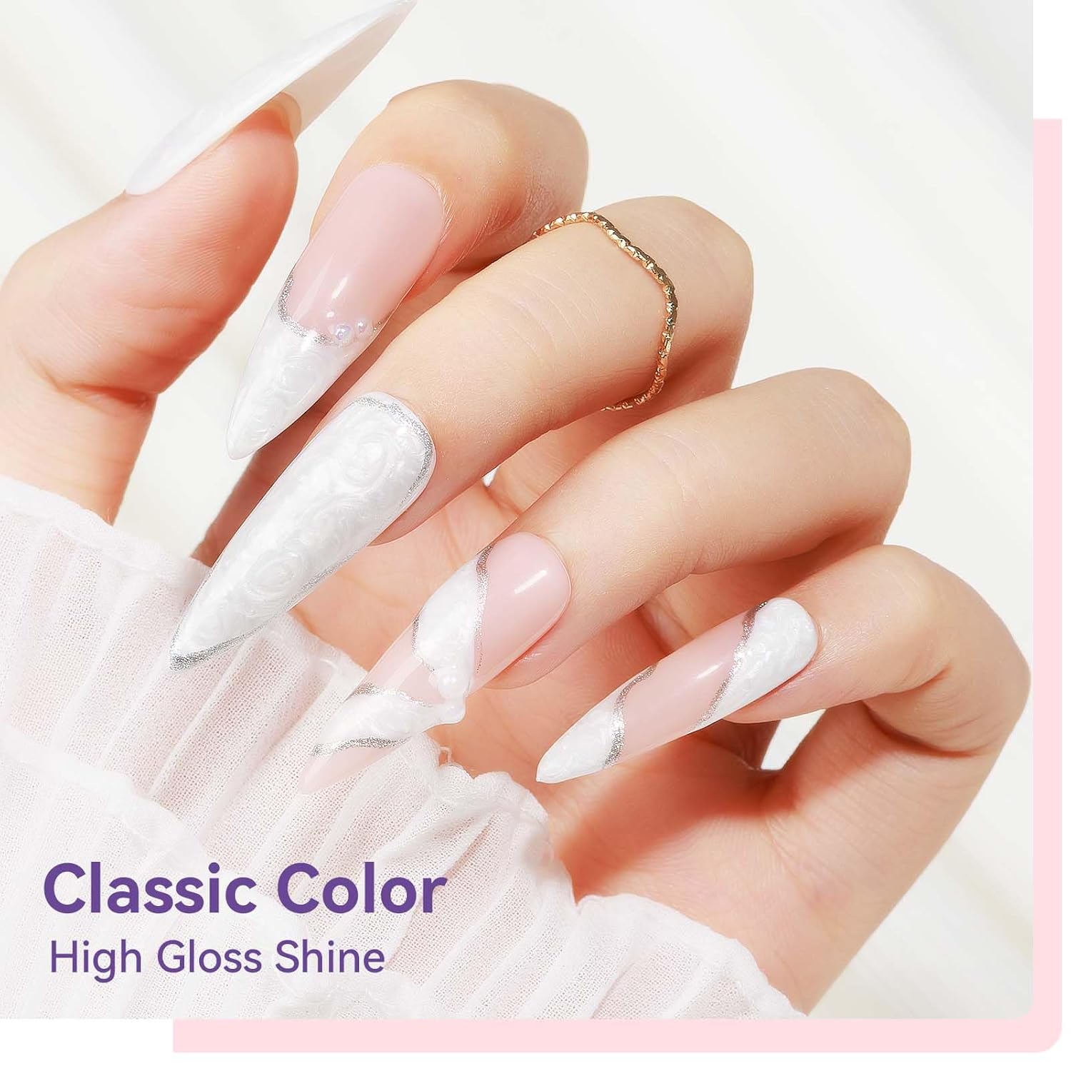 Pearl Gel Nail Polish 12ml Pearl White Mermaid Iridescent Gel Polish Chrome Aurora Nail Drawing Swirl Shell Thread Effect Pearlescent Nail Polish Soak Off UV LED Nail Art Salon Home DIY-Velvo Beauty