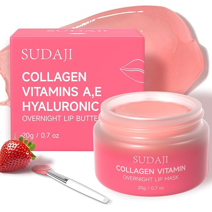 Lip Mask, Collagen Hydrating Lip Balm, Overnight Moisture Lip Butter with Hyaluronic Acid & Aloe Vera, Sleeping Nourishing Lip Butter Balm-Velvo Beauty