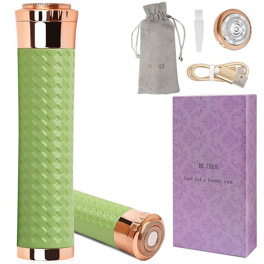 Facial Hair Removal for Women, Rechargeable Hair Removal Device, Painless Face Electric Razor/Shaver for Lip, Arms, Face, Peach Fuzz (Yellow Green)-Velvo Beauty