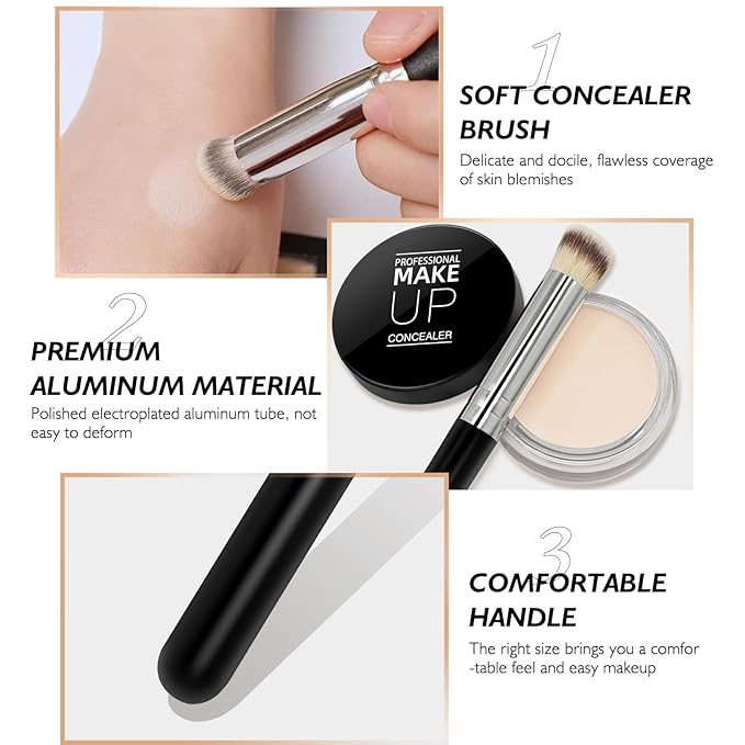 Cream Concealer Full Coverage Makeup, Matte Color Correcting Concealer with Brush, Waterproof, Conceals Blemish, Pores and Spots, Under Eye Makeup Concealer for Dark Circles (#05 MEDIUM HONEY)-Velvo Beauty