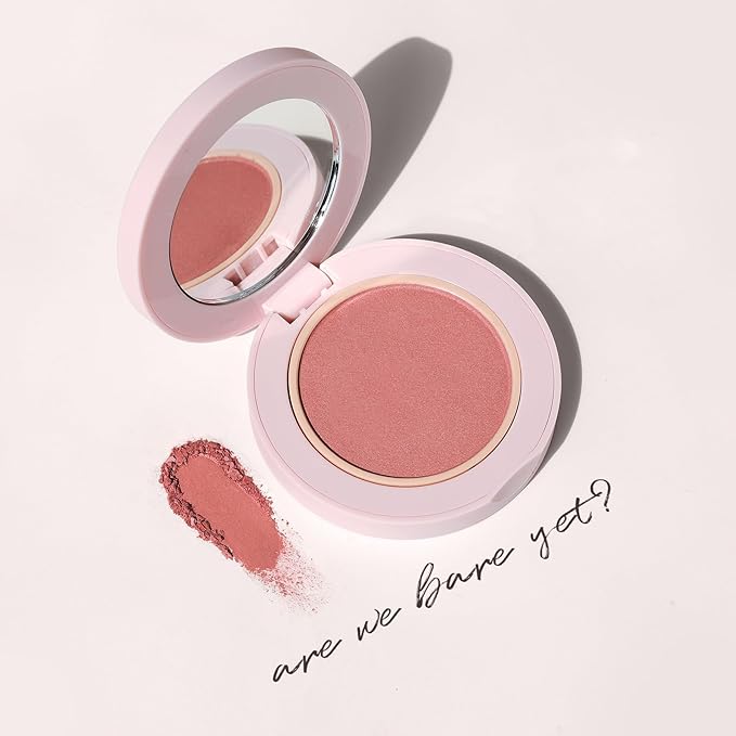 Wander Beauty Hydrating Powder Blush - Lightweight, Rose Blush Makeup with a Blurring, Satin Finish - Buildable Formula with Hyaluronic Acid, Squalane & Aloe Leaf Extract - Are We Bare Yet - 0.18 oz-Velvo Beauty