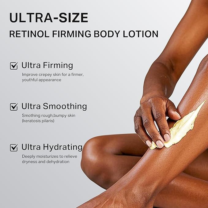 Ultra-Size Firming Retinol Body Lotion for Crepey Skin & Keratosis Pilaris with 0.05% Retinol, AHA, Collagen, Body Cream, Anti Aging Moisturizer 10.14 fl oz-Velvo Beauty