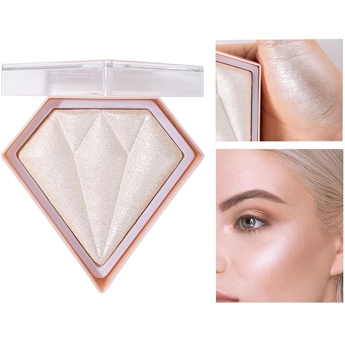 MEICOLY Baked Highlighter Powder Palette,Natural Face Highlighter Shimmer Powder,Long Lasting Glittery Highlighter Makeup Face Luminizer,01 Pearl White-Velvo Beauty