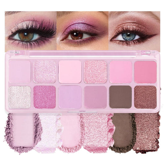 AMY'S DIARY 12Color Matte Purple Pink Eyeshadow Palette,Shimmer Eye Shadow Long-Lasting, and Highly Pigmented Elevate Your Eye Makeup-Velvo Beauty