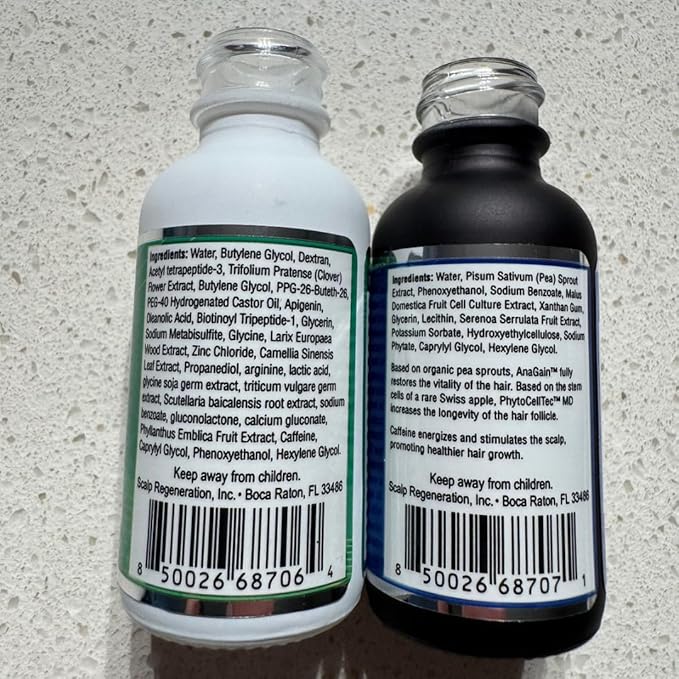 Peptide & Stem Cell Hair Growth Serum, AM & PM Bundle – Formula with Apple Stem Cells for Thicker, Stronger Hair – Stem Cell Scalp Serum for Hair Growth and Nourishment for Men & Women-Velvo Beauty