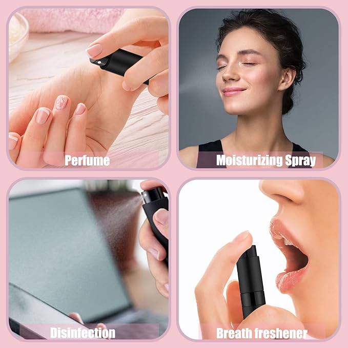 14 PCS/8ML Portable Atomizer Perfume Bottles, Mini Empty Refillable Cologne Spraye Bottle, Pocket Travel Perfume Liquid Sprayer (Matte Black)-Velvo Beauty