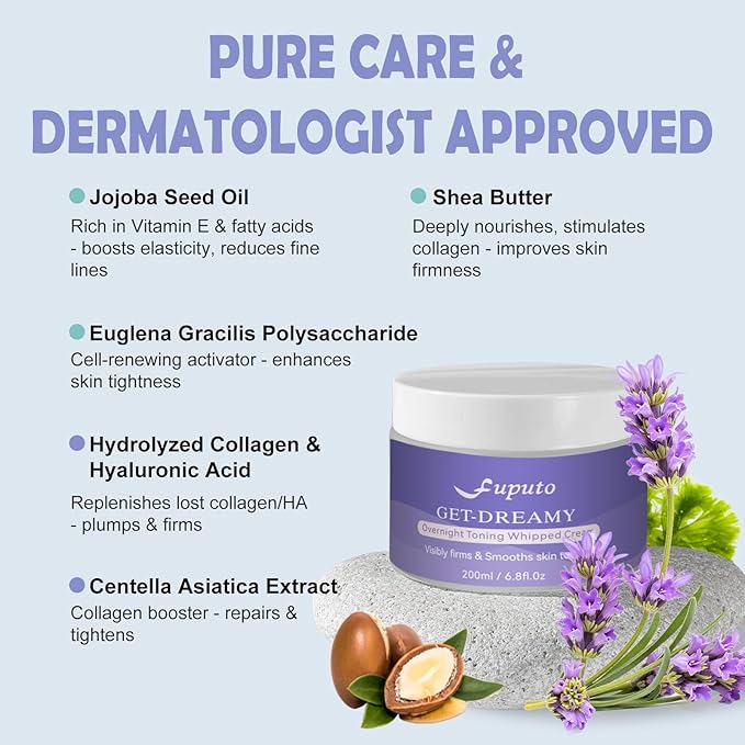Get Dreamy Overnight Toning Whip - Body Firming Cream for Women, 6.76 oz Sleep & Sculpt Night Cream, Reduces the Appearance of Body Skin Laxity for Mulated for All Skin Types (200ml)-Velvo Beauty