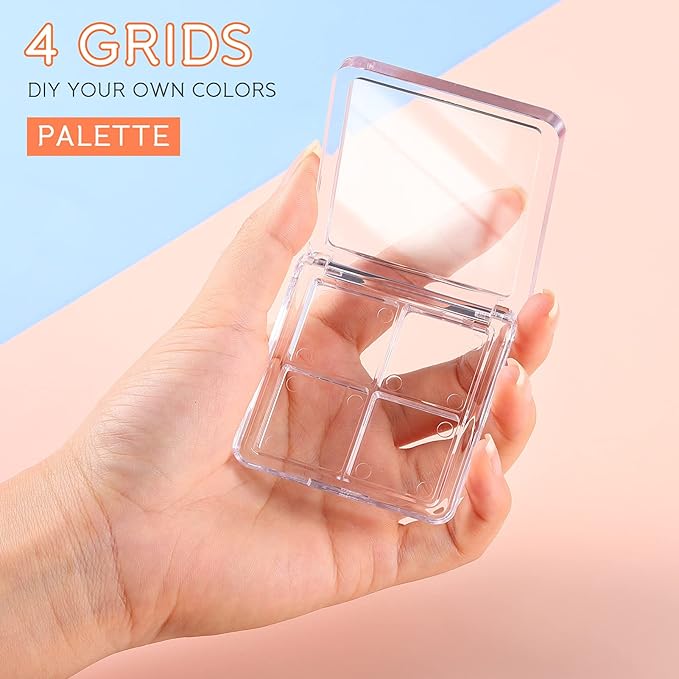 Beaupretty 4 Pieces Empty Eyeshadow Pallet 4 Grids Eye Shadow Lipstick Storage Case Box Clear Makeup DIY Cosmetic Organizer Container-Velvo Beauty