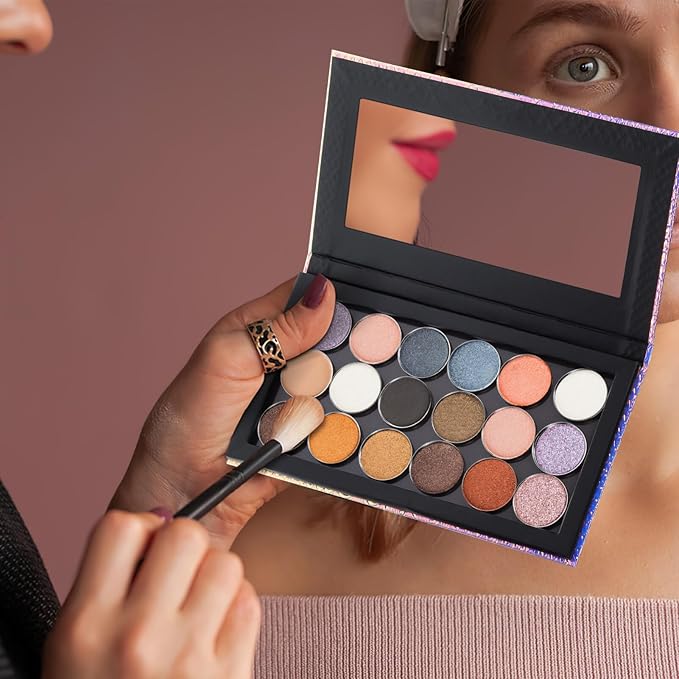 Beaupretty Empty Magnetic Eyeshadow Palette Mermaid Makeup Palette with Mirror Round Metal Pans and Depotting Spatula Set-Velvo Beauty