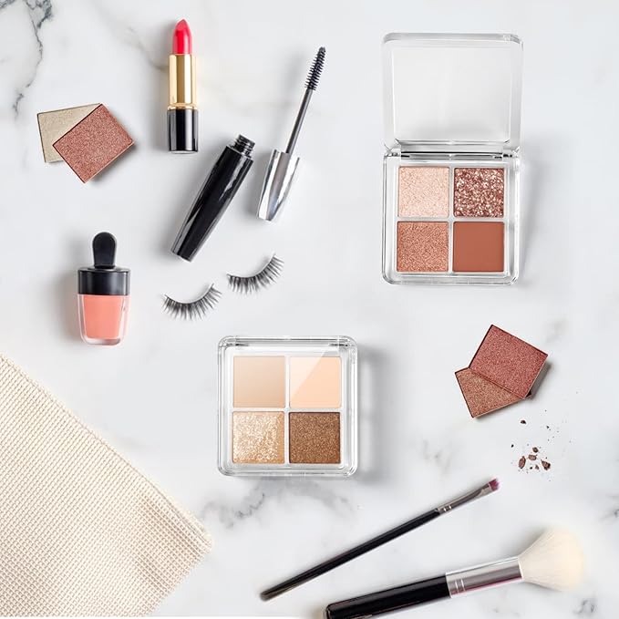 Beaupretty 6 Pieces Empty Eyeshadow Pallet 4 Grids Eye Shadow Lipstick Storage Case Box Clear Makeup DIY Cosmetic Organizer Container-Velvo Beauty