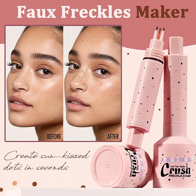 Faux Freckle Stamp, Freckle Pen Waterproof – Faux Freckles Maker for Natural Sun-Kissed Look, Quick-Dry & Long-Lasting, Easy One-Press Application, Cute & Trendy Gift for Women & Girls - 01 Light-Velvo Beauty