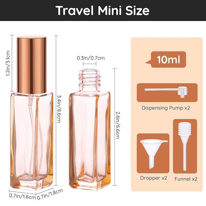 Segbeauty Travel Perfume Atomizer Refillable, 10 Packs Empty Perfume Spray Bottles, 10ML Mini Pocket Cologne Sprayer Fine Mist Atomizer Cosmetic Sample Bottle for Outgoing Party Work-Velvo Beauty