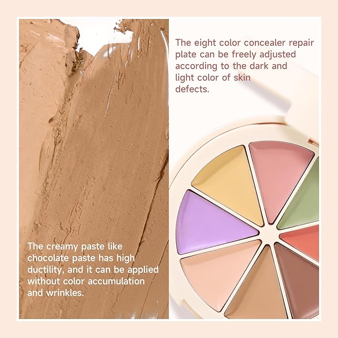 Professional Makeup Cream Contour Palette, Joyeee 8 Colours Concearler Full Coverage & Makeup Brush Set Contour Concearler Palette Contouring Face Make Up Gift for Women Girls-Velvo Beauty
