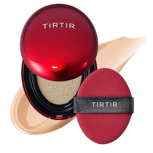 TIRTIR Mask Fit Red Cushion Foundation | Full coverage, Weightless, Skin fit, Satin Glow Finish, Korean Makeup BB Foundation, beauty, Tattoo cover up, Buildable (#23N Sand, 0.63 Fl Oz)-Velvo Beauty