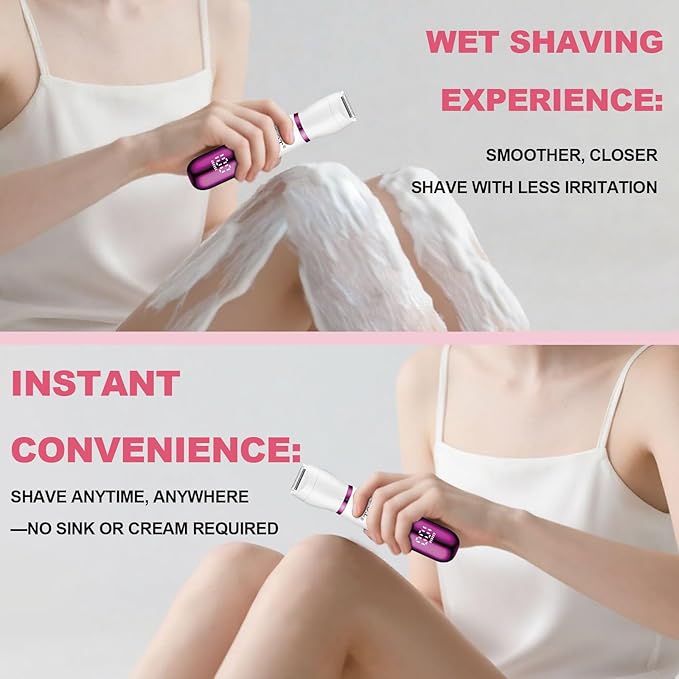 Electric Bikini Trimmer for Women,Led Power Display Removal for Body Nose Hair Trimmer Face Shavers Eyebrow Legs Armpit Bikini Area Pubic Underarms Rechargeable Portable 4 in 1 Womens Razors Set-Velvo Beauty
