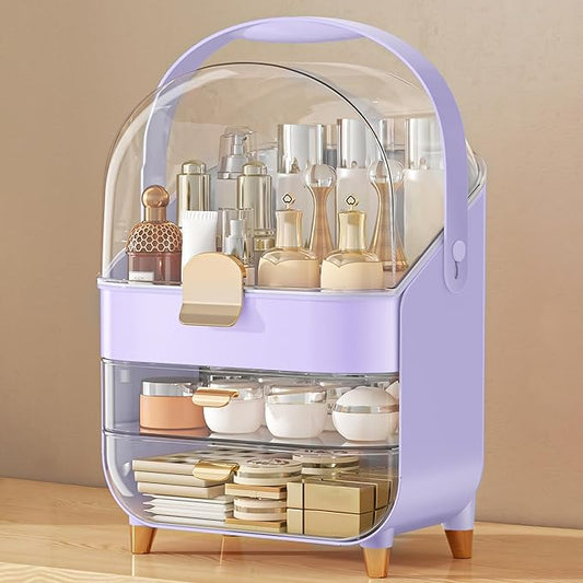 Makeup Organizer, Skincare Holder Bathroom Counter Organizer, Storage Box Cosmetic Display Cases, Teen Girl Gifts Trendy Stuff Make up Organizers for Vanity, Dresser, Countertop (purple)-Velvo Beauty