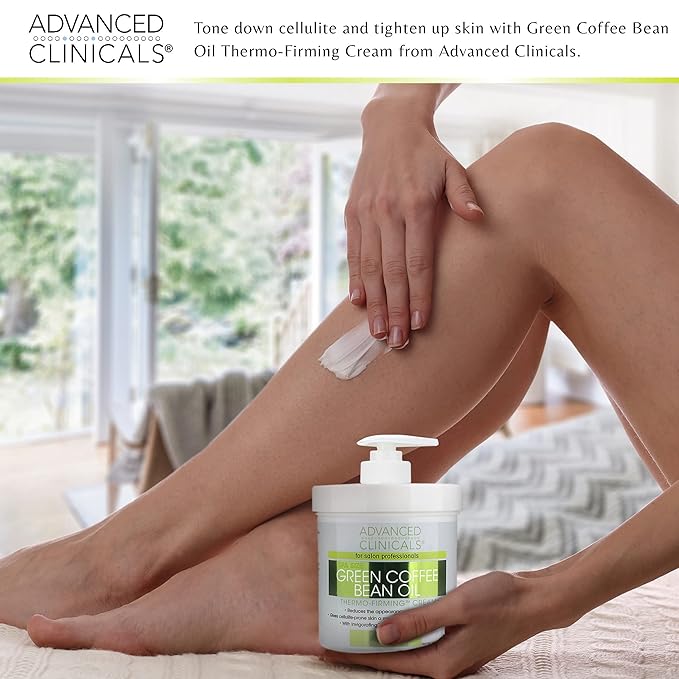 Advanced Clinicals Thermo Firming Green Coffee Bean Moisturizer Body Cream | Anti Cellulite Caffeine Firming Lotion For Legs, Arms, & Body | Skin Care Products | Aging Skin Tightening Cream, 2-Pack-Velvo Beauty