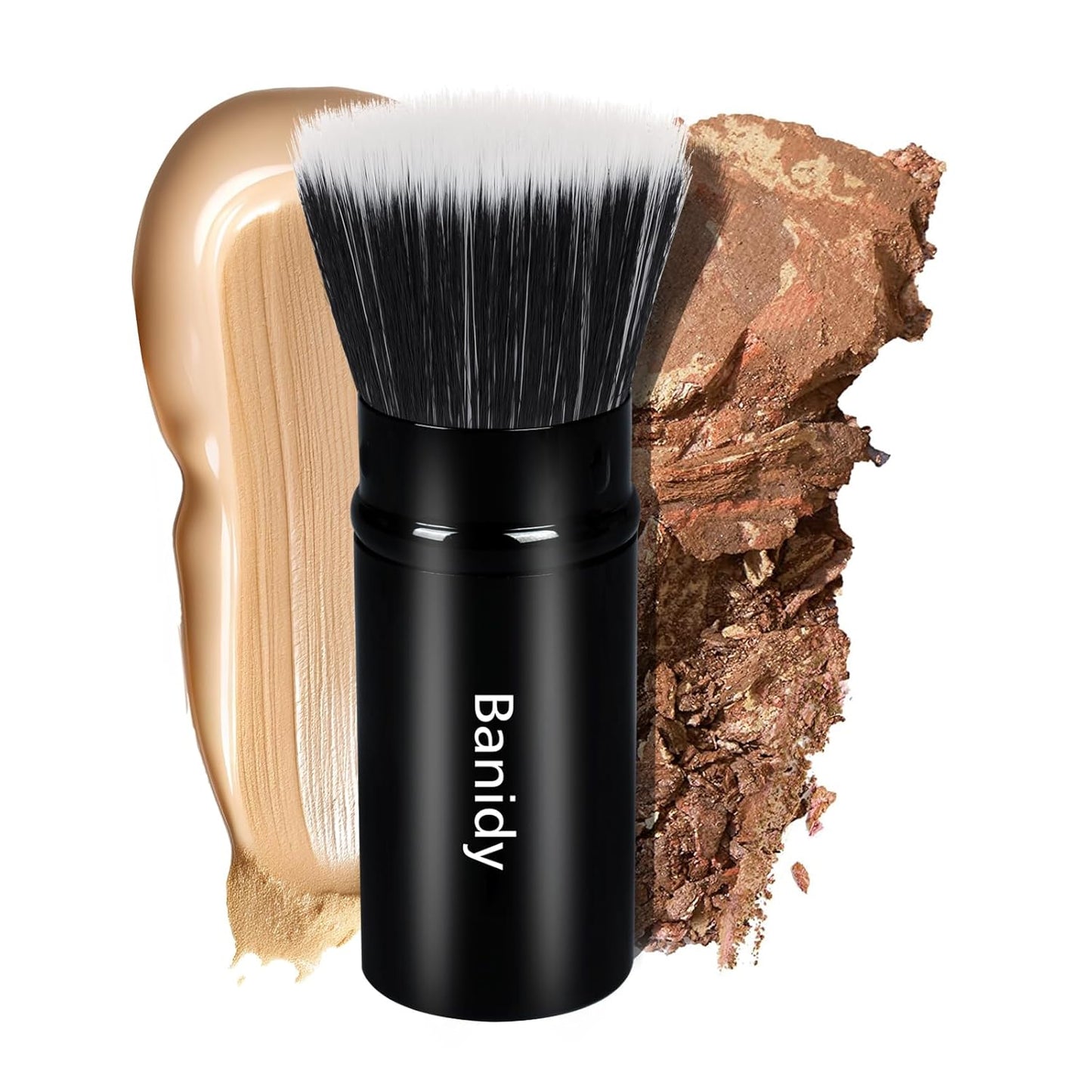 Foundation Makeup Brush Flat Top Kabuki Face Blush Liquid Powder Foundation Brush Retractable Travel Brush for Blending Liquid, Cream or Flawless Powder Cosmetics-Velvo Beauty