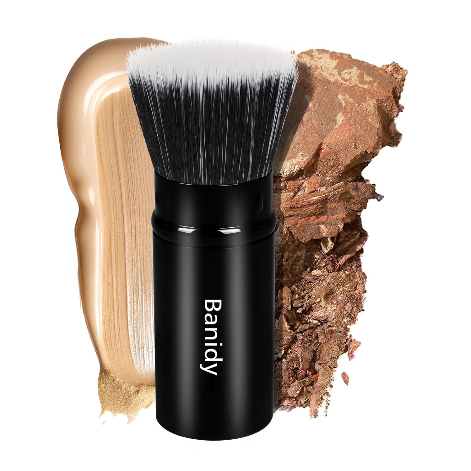 Foundation Makeup Brush Flat Top Kabuki Face Blush Liquid Powder Foundation Brush Retractable Travel Brush for Blending Liquid, Cream or Flawless Powder Cosmetics-Velvo Beauty