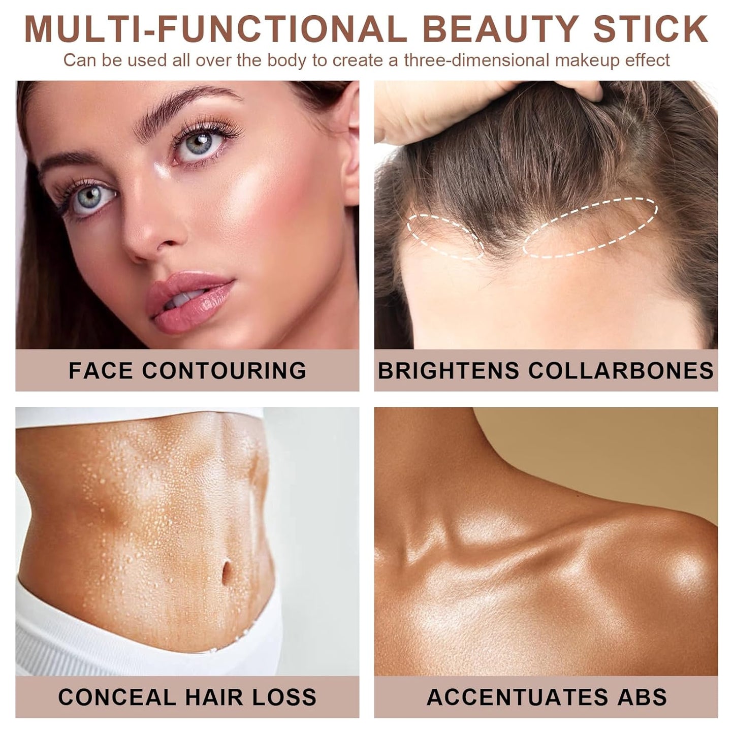 3 Colors Cream Contour Stick, Shades with Highlighter Stick,Blush Stick and Bronzer Contour Stick for Sculpt the Cheeks,Long Lasting,Waterproof,Matte & Dewy Finish for Women (LIGHT MEDIUM(2+5+6))-Velvo Beauty