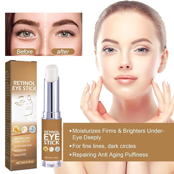 Retinol Eye Stick with Collagen & Hyaluronic Acid Eye Cream for Dark Circle and Puffiness, Brightening Eye Balm Reduces Fine Lines and Bags in 4 Weeks-Velvo Beauty