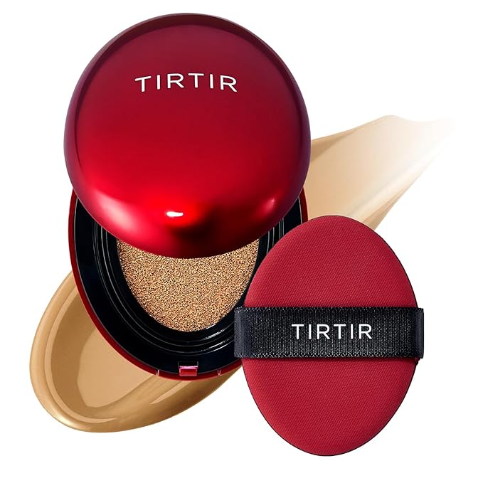 TIRTIR Mask Fit Red Cushion Foundation | Full coverage, Weightless, Skin fit, Satin Glow Finish, Korean Makeup BB Foundation, beauty, Tattoo cover up, Buildable (#33W Ginger / 0.63 Fl Oz)-Velvo Beauty