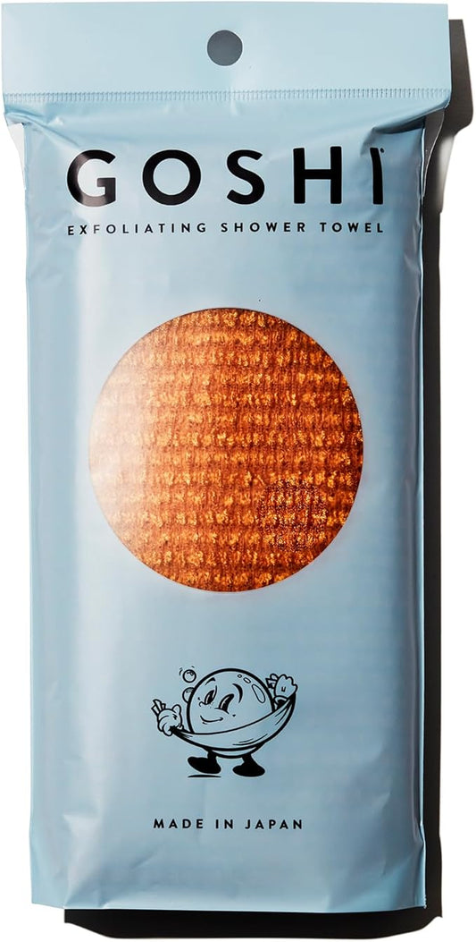 GOSHI Exfoliating Shower Towel - Rip-Resistant Exfoliating Washcloth for All Skin Types - Marigold Yellow - Made in Japan-Velvo Beauty