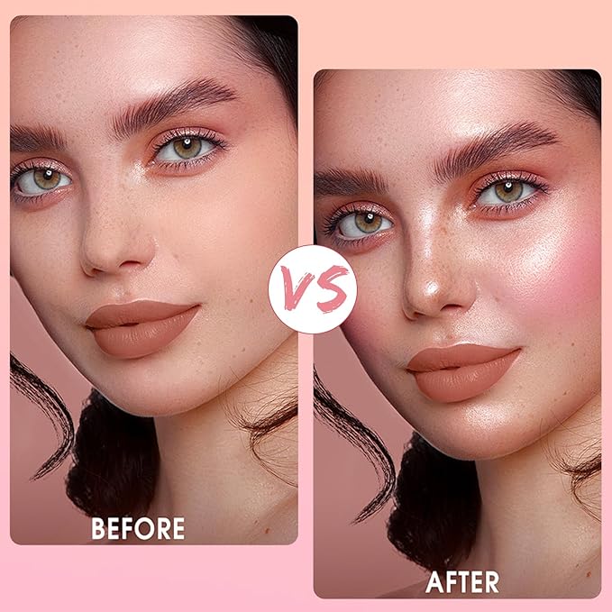 Embossed Smooth Powder Blush Palette for Cheeks,Matte Face Powder Blush Palette,Embossed Girl Blush for Cheeks,Natural Nude Long Lasting Powder Blush Palette for All Skins(Pink+Orange)-Velvo Beauty