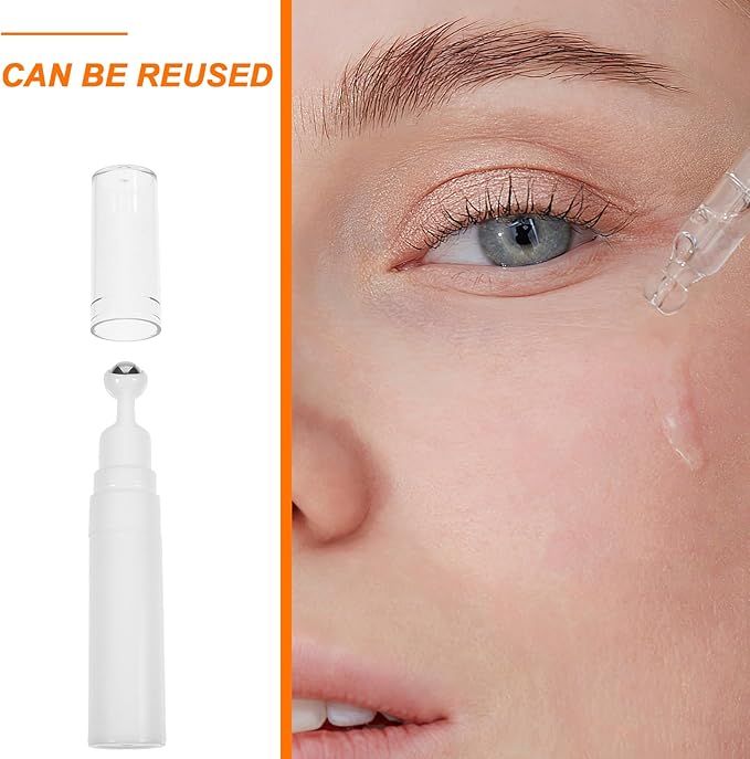 balacoo Creami Buttercream Essential Oil Eye Creams Refillable Cream Bottle Empty Roller Ball Applicator Eye Cream Applicator White Portable Acrylic Dispensing Bottle Travel-Velvo Beauty