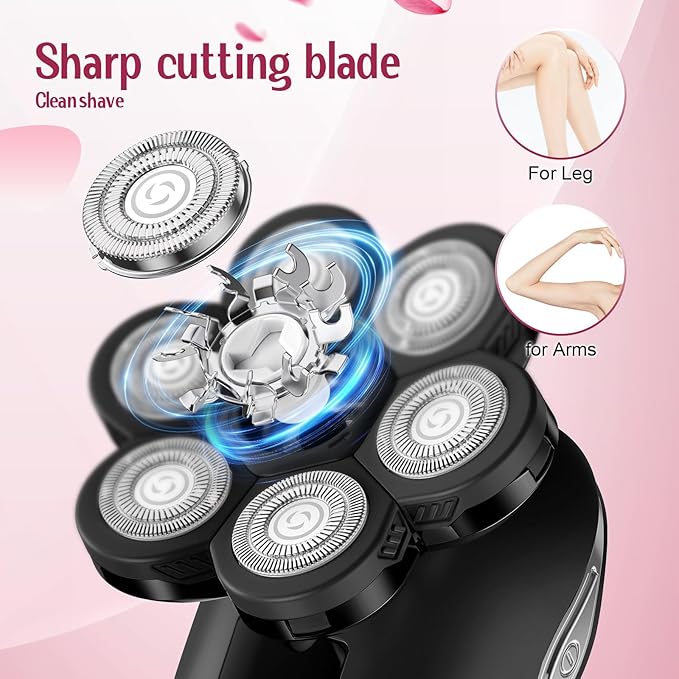 Electric Razors for Women,7D Gifts for Women,Cordless Electric Shaver with Detachable Head Wet/Dry Facial Hair Remover for Legs Painless Water Resistant (Black)-Velvo Beauty