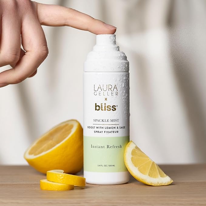 LAURA GELLER NEW YORK x Bliss Spackle Mist Boost with Lemon & Sage - Long-Lasting Dewy Skin Makeup Setting Spray - Brighten and Soothe Dull Skin-Velvo Beauty