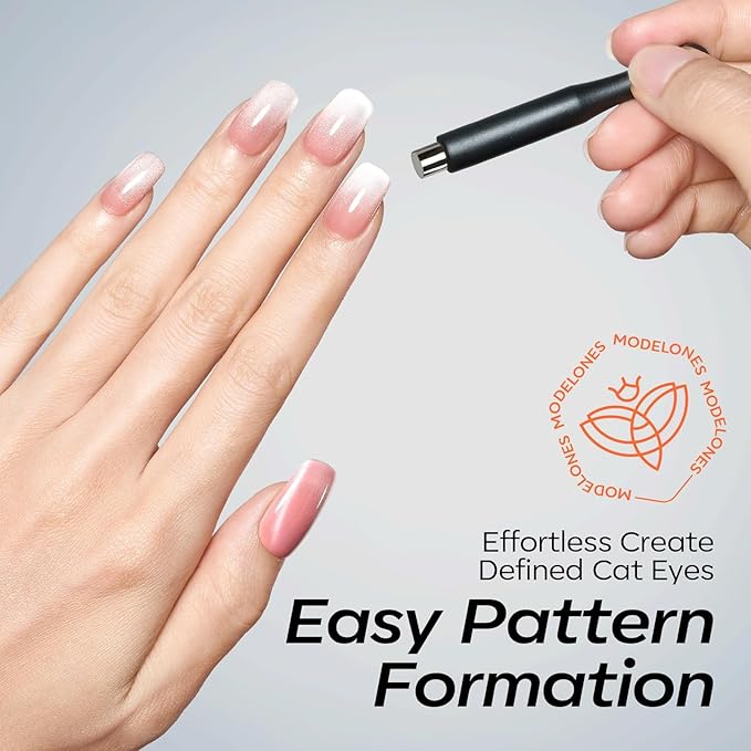 modelones Cat Eye Magnetic for Nails,15PCS Cat Eye Gel Nail Polish Magnet Tools Powerful Set Wand Magnet Summer Nail Polish Square Round Magnet Stick Diverse Glassy Cateye Effect-Velvo Beauty